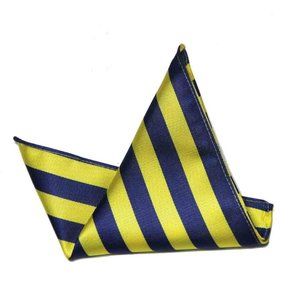 Gascoigne Repp Stripe Pocket Square Yellow Blue Silk Blend Men's